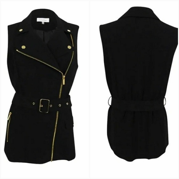 New CALVIN KLEIN Belted Moto Vest - Picture 3 of 4
